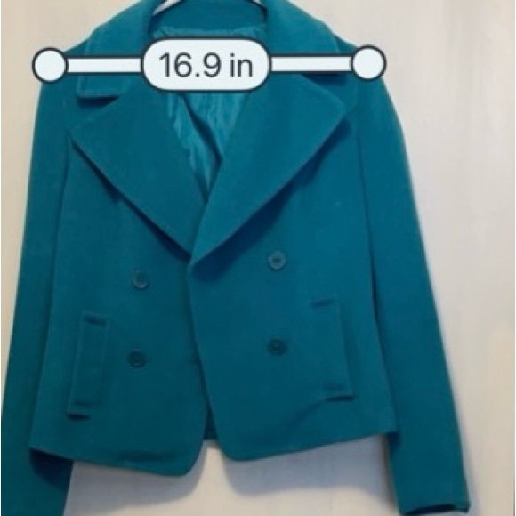 Sz Sm Liz Claiborne Teal Blue short double breasted jacket - Picture 8 of 12